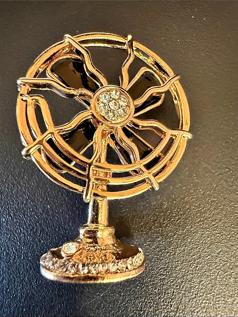 Gold-Tone Fan Brooch Pin